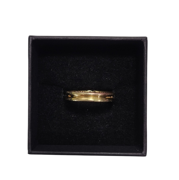 Pandora Shine Gold Double Band Heart CZ Ring Size 56 US 7.5 - Picture 3 of 6